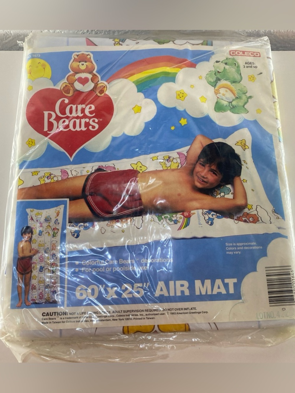 Care Bears VTG 1983 COLECO 60”x25” Air Mat Blow Up Pool Beach Toy New Sealed